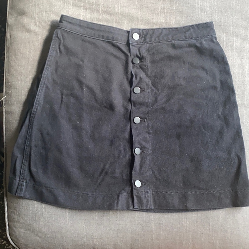 American Apparel Black Button Front Skirt Sz L